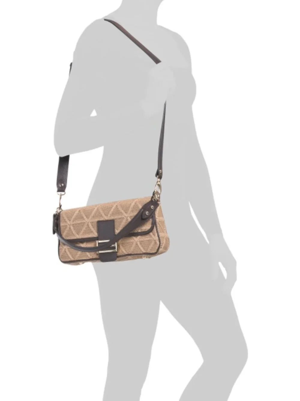 DIVINA FIRENZE Made In Italy Crochet Shoulder Bag With Leather Trim